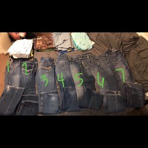 Men’s jeans, shirts, and shorts